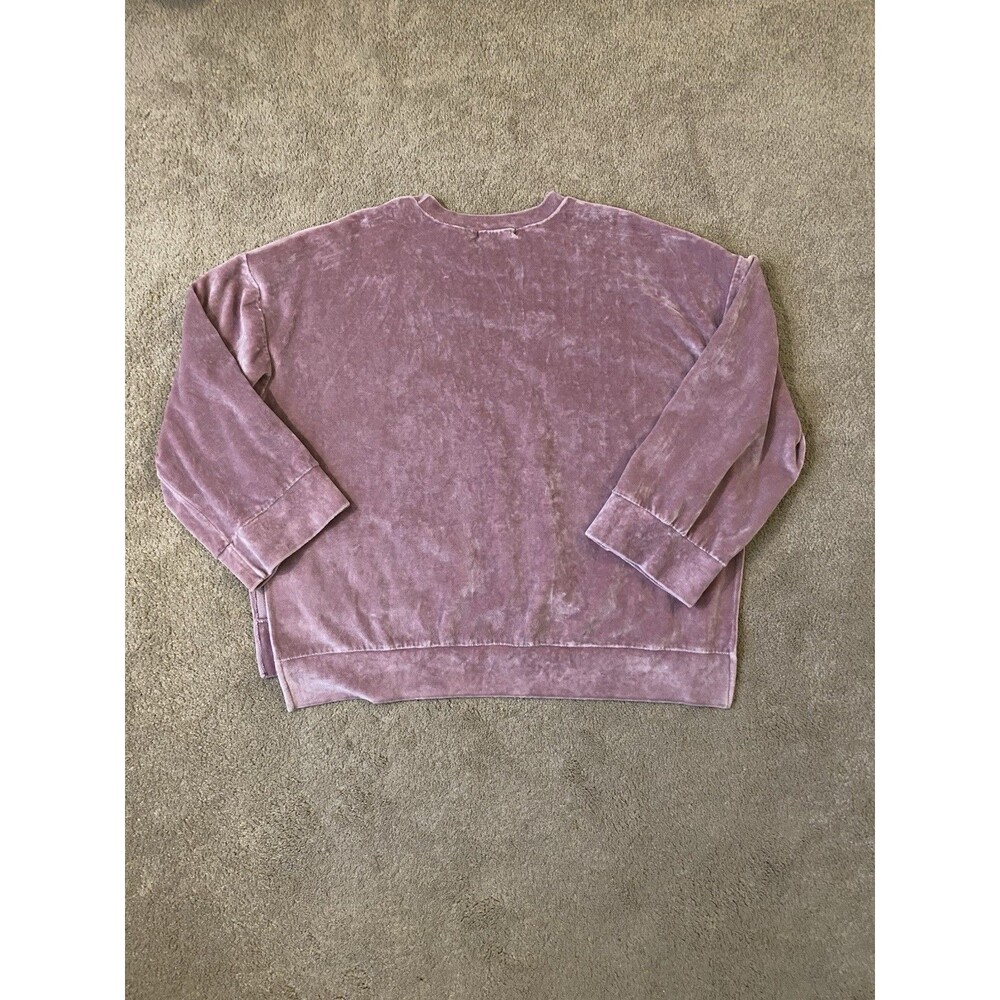 Dusty Pink Velour Drop Shoulder Boxy Crewneck Top Cozy Chic Women’s XL - Picture 13 of 13